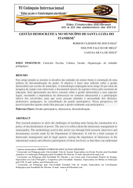 gestão democrática no município de santa luzia do itanhi/se1