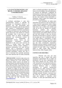 Página 110 A AVALIAÇÃO PSICOLÓGICA NO BRASIL: CAMINHOS