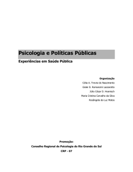 Psicologia e Pol&iacute;ticas P&uacute;blicas - Conselho Regional de