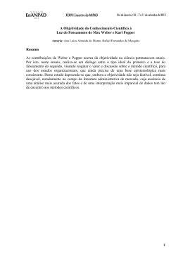 1 A Objetividade do Conhecimento Cient&iacute;fico &agrave; Luz do