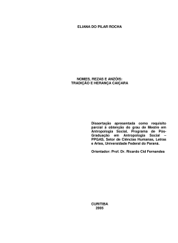 ELIANA DO PILAR ROCHA NOMES, REZAS E ANZ&Oacute;IS: TRADI&Ccedil;&Atilde;O