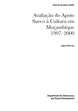 Avaliação do Apoio Sueco à Cultura em Moçambique 1997