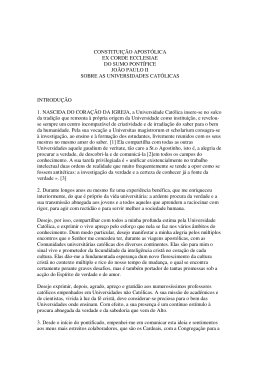 CONSTITUI&Ccedil;&Atilde;O APOST&Oacute;LICA EX CORDE ECCLESIAE