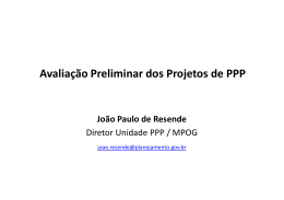Avaliação Preliminar dos Projetos de PPP