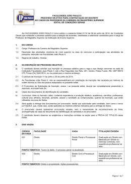 13/06/2014Edital de Seleção de Docentes