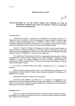Despacho de Nomeação do Júri - Instituto Superior Politécnico Gaya