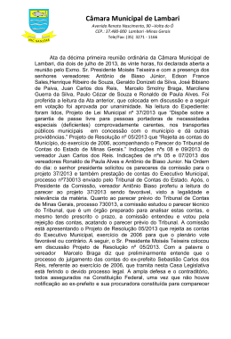11&ordf; Reuni&atilde;o Ordin&aacute;ria - C&acirc;mara dos Vereadores de Lambari