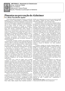 Pimentas na prevenção do alzheimer (Jornal da Cidade)