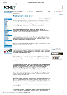 Protagonismo dos leigos - Jornal da Cidade