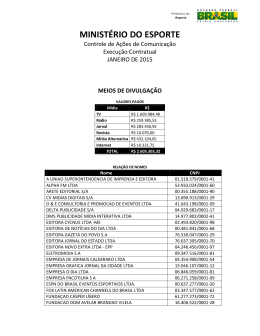 Janeiro - Minist&eacute;rio do Esporte