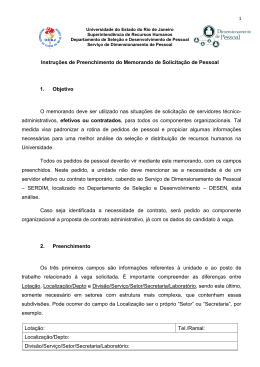 Instru&ccedil;&otilde;es de Preenchimento do Memorando de Solicita&ccedil;&atilde;o de