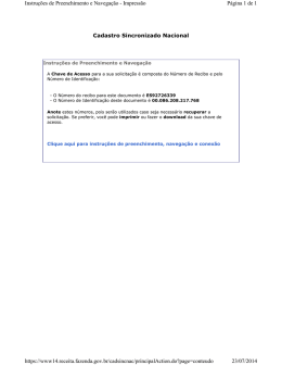 Cadastro Sincronizado Nacional Página 1 de 1 Instruções de