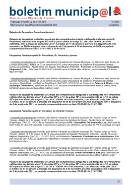 250 - Rela&ccedil;&atilde;o de Despachos Proferidos (janeiro)