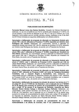EDITAL N . o 64 - C&acirc;mara Municipal de Gr&acirc;ndola