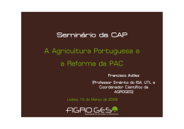 A Agricultura Portuguesa e a Reforma da PAC