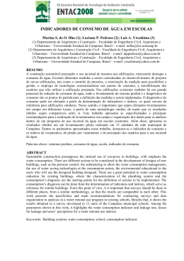 INDICADORES DE CONSUMO DE &Aacute;GUA EM ESCOLAS