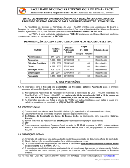 FACULDADE DE CI&Ecirc;NCIAS E TECNOLOGIA DE UNA&Iacute; &ndash; FACTU