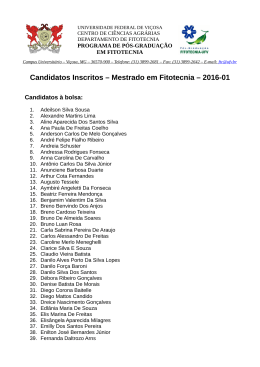 Candidatos Inscritos – Mestrado em Fitotecnia – 2016-01