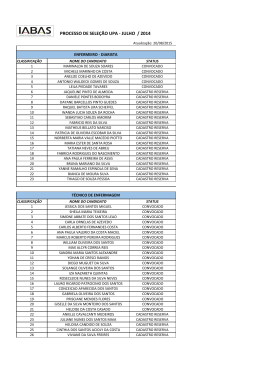 Processo Seletivo UPA – Julho 2014 Atualização 20 08 2015
