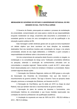 MENSAGEM DO GOVERNO DO ESTADO À UNIVERSIDADE