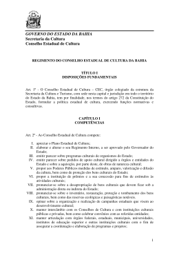 GOVERNO DO ESTADO DA BAHIA Secretaria da Cultura Conselho