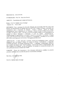 PROCESSO No. 1031/45&fnof;01/98 INTERESSADO f Prof Dr