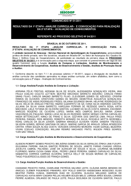 comunicado n&ordm; 01/2011 resultado da 1&ordf; etapa &ndash;an&aacute;lise