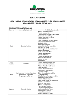 edital n.º 025/2012 lista parcial de candidatos