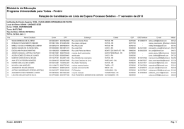 ProUni Rela&ccedil;&atilde;o de Candidatos em Lista de Espera Processo Seletivo