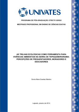 as trilhas ecol&oacute;gicas como ferramenta para viv&ecirc;ncias