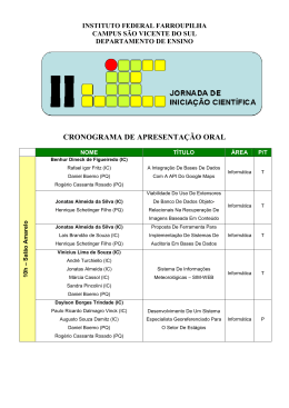 Cronograma de apresentação da II JIC