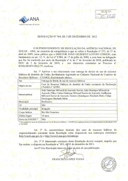 RESOLU&Ccedil;&Atilde;O N&deg; 764, DE 5 DE DEZEMBRO DE 2012