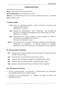 Jorge Lampreia CURRICULUM VITAE NOME.: Jorge Manuel Pinto
