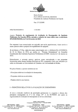 Exmo Senhor Prof. JORGE MANUEL MENDES Presidente do
