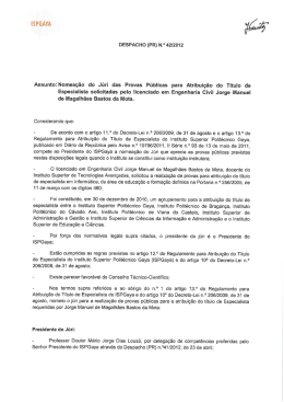 Despacho de Nomeação do Júri - Instituto Superior Politécnico Gaya