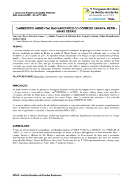 diagn&oacute;stico ambiental das nascentes do c&oacute;rrego saraiva