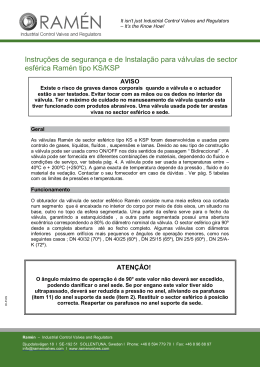 Instruções de segurança e de Instalação para válvulas de sector