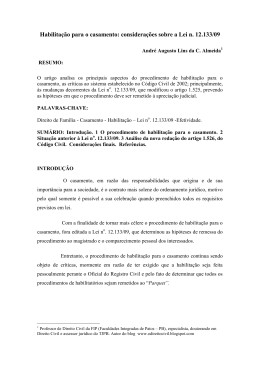 Habilita&ccedil;&atilde;o para o casamento: considera&ccedil;&otilde;es sobre a Lei n