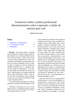Jornalismo online e pr&aacute;tica profissional: Questionamentos