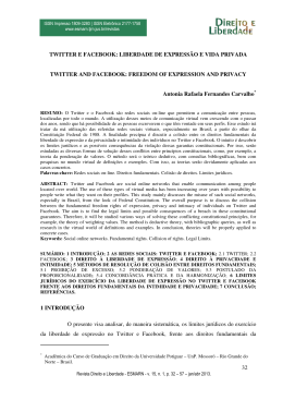32 TWITTER E FACEBOOK: LIBERDADE DE EXPRESS&Atilde;O