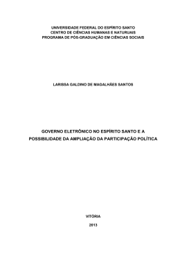 governo eletr&ocirc;nico no esp&iacute;rito santo e a possibilidade da amplia&ccedil;&atilde;o