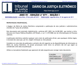 EDI&Ccedil;&Atilde;O 871 Suplemento - SE&Ccedil;&Atilde;O I - Tribunal de Justi&ccedil;a do Estado