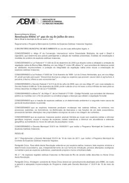 Resolu&ccedil;&atilde;o SMAC n&ordm; 492 de 05 de julho de 2011