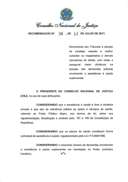 REcoMENoAçÃo N° 36 _, DE 1 2 DE JULHO DE 2011.