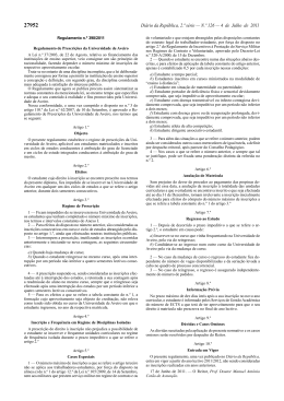 Regulamento de Prescri&ccedil;&otilde;es da Universidade de Aveiro