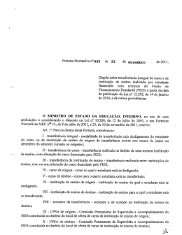 Portaria Normativa - Ministério da Educação