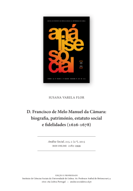 D. Francisco de Melo Manuel da C&acirc;mara: biografia