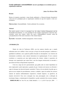 Gestão ambiental e sustentabilidade: um novo paradigma eco