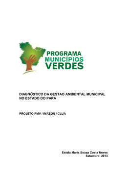 DIAGN&Oacute;STICO DA GESTAO AMBIENTAL MUNICIPAL NO ESTADO