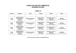 CURSO DE GESTÃO AMBIENTAL HORÁRIO 2015/02